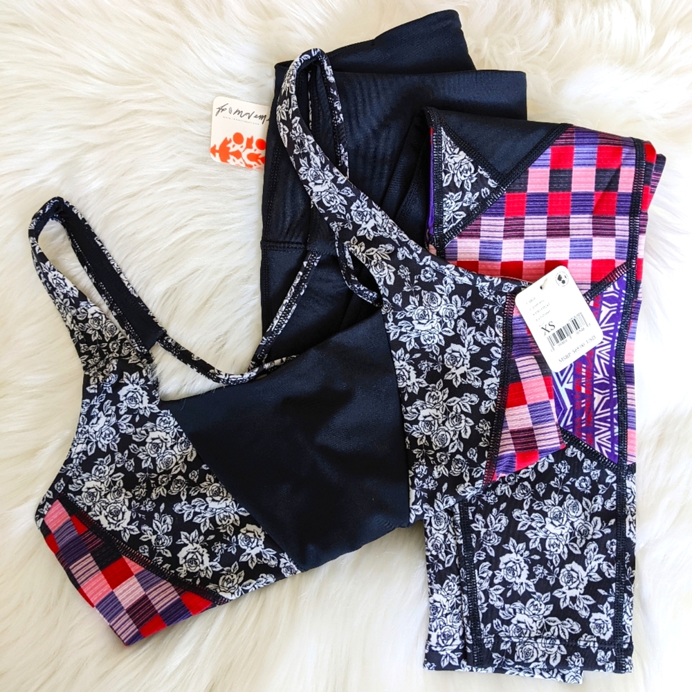 FREE PEOPLE MOVEMENT ActiveWear Sports Bra Dare Devil Strappy Back Multi Print - Picture 12 of 13